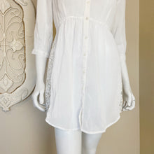 Load image into Gallery viewer, Free People | Women&#39;s White Sheer and Lace Long Sleeve Button Down Top | Size: 10
