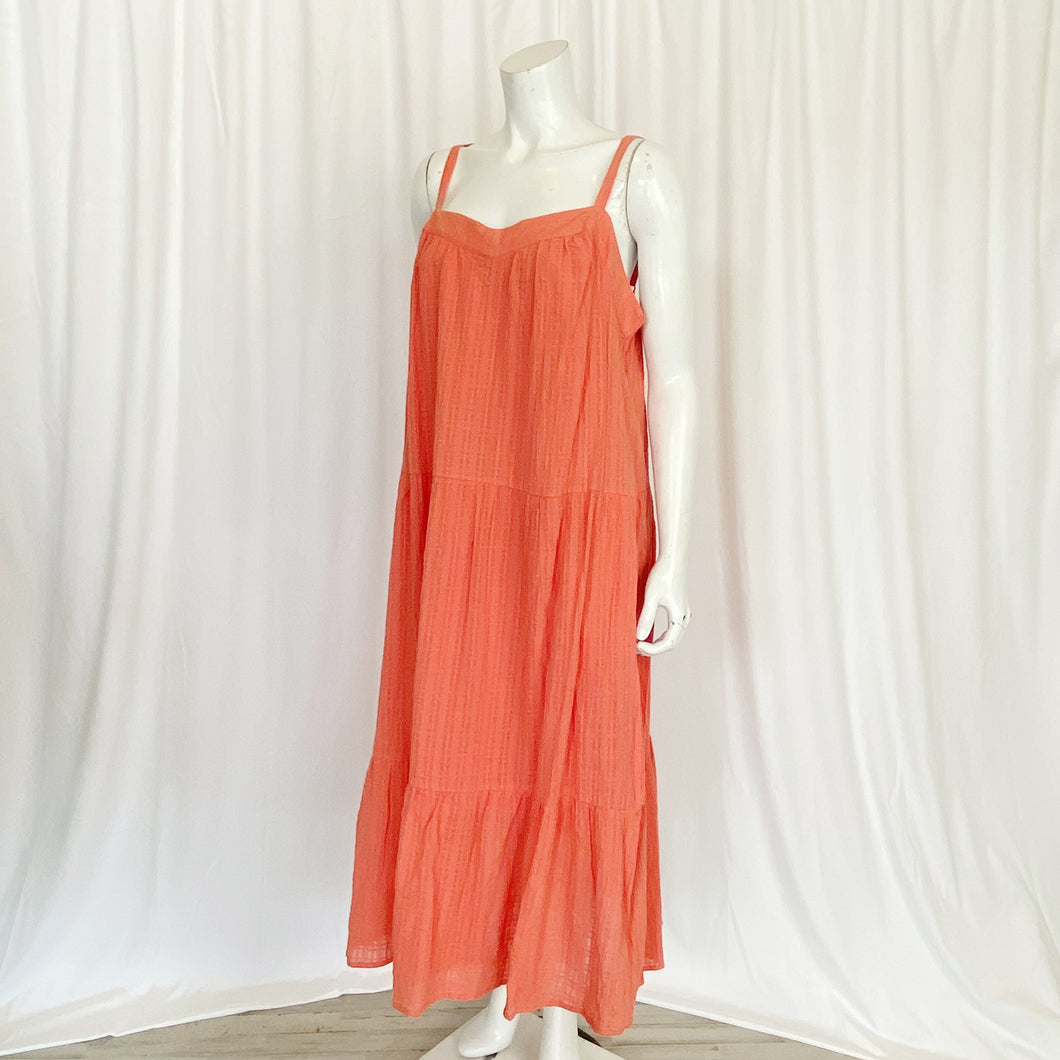 Knox Rose | Womens Coral Thin Strap Tiered Midi Dress with Tags | Size: XXL