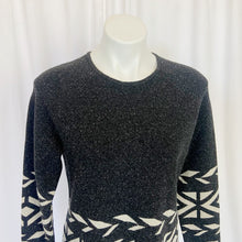 Load image into Gallery viewer, Title Nine | Women&#39;s Dark Gray and Cream Tribal Print Wool Blend Pullover Sweater | Size: L
