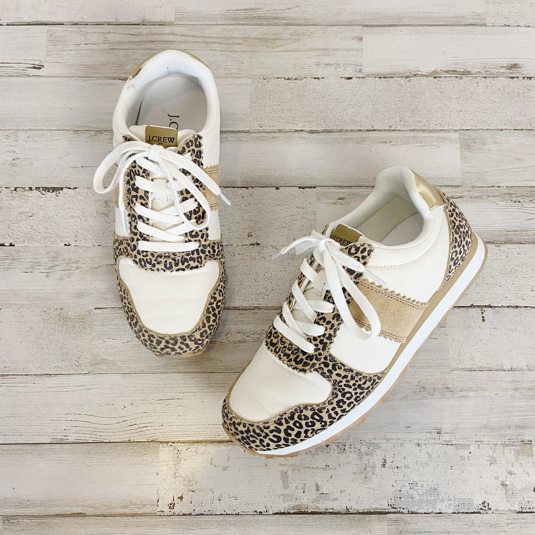J. Crew | Women's Leopard and Tan Nylon Striped City Sneakers | Size: 7