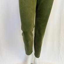 Load image into Gallery viewer, White House Black Market | Women&#39;s Olive Green Faux Suede Leather Runway Leggings | Size: 12
