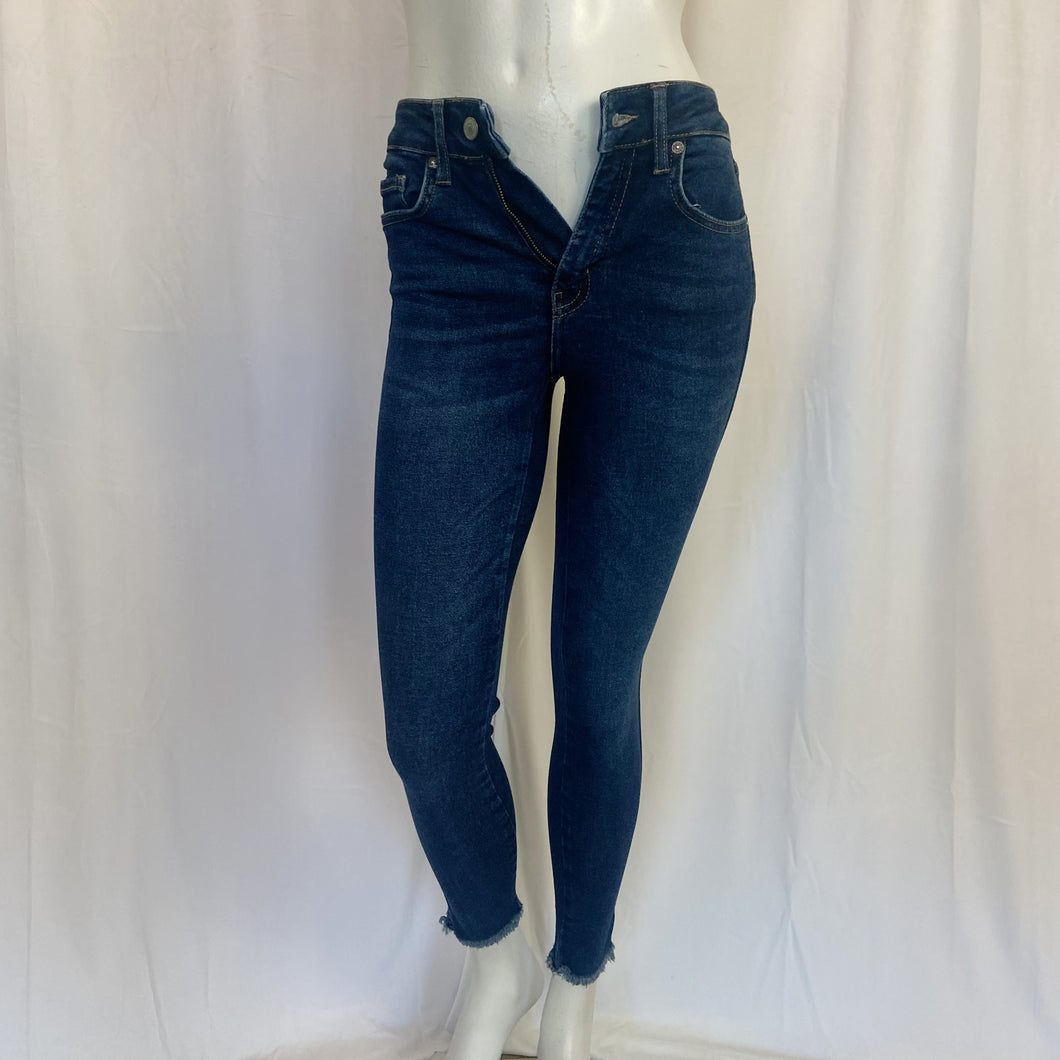 Free People | Womens We The Free Blue Distressed Hem Skinny Jeans | Size: 26