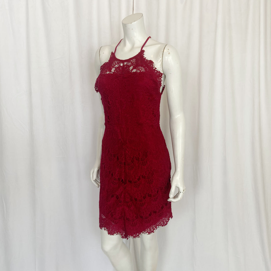 Free People | Women's Burgundy Lace Dress | Size: L