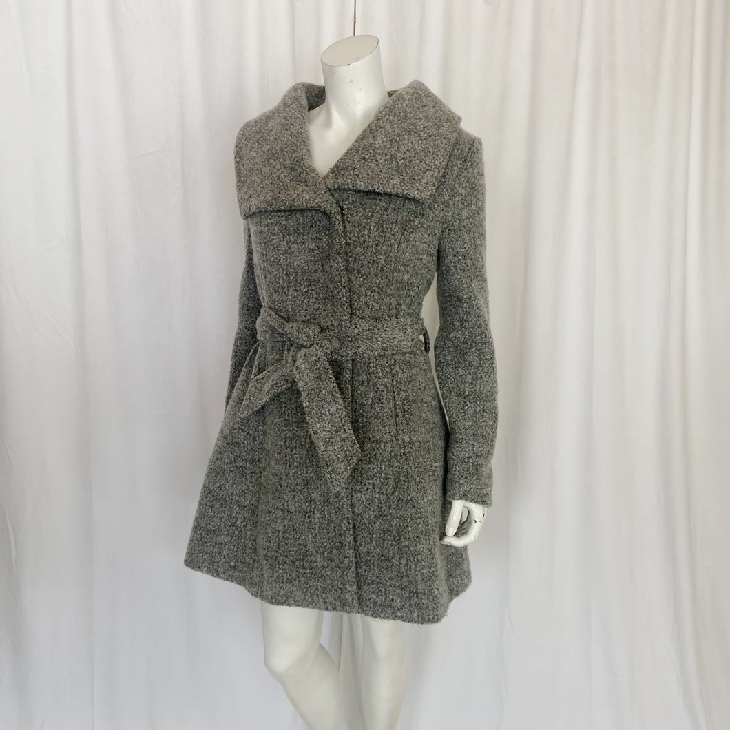 Lady Von Hart | Women's Gray Wool Blend Belted Long Coat | Size: S
