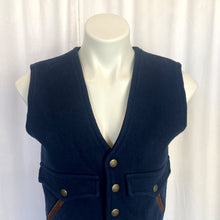 Load image into Gallery viewer, Schaefer Outfitter | Navy Blue Wool Blend Snap Front Western Vest | Size: XS
