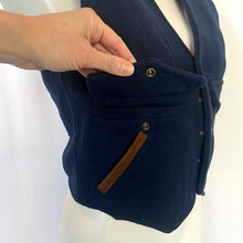 Load image into Gallery viewer, Schaefer Outfitter | Navy Blue Wool Blend Snap Front Western Vest | Size: XS
