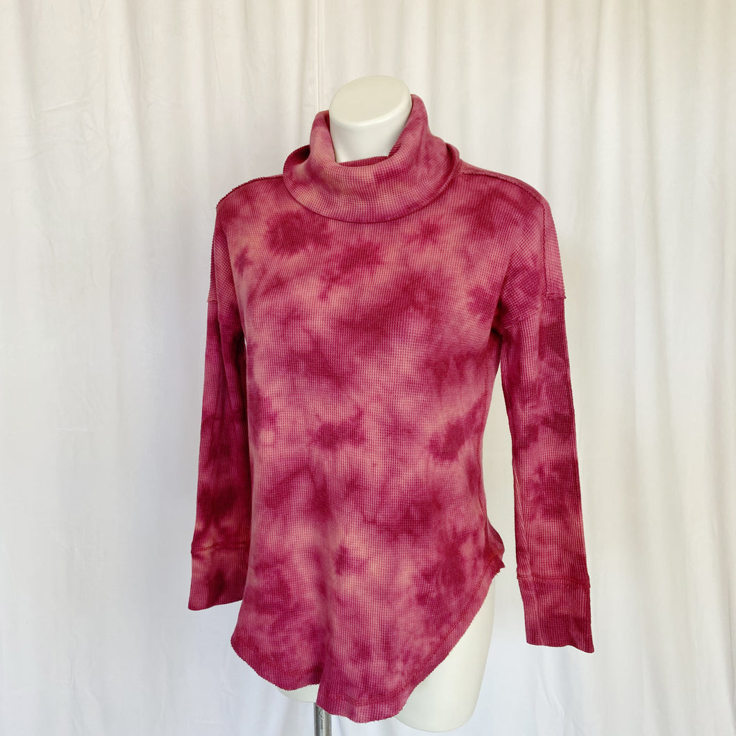 Anthropologie | Women's Maeve Pink Tie Dye Turtleneck Thermal Long Sleeve Top | Size: XS