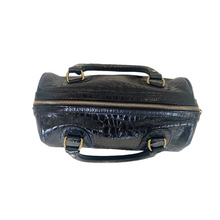 Load image into Gallery viewer, Banana Republic | Women&#39;s Black Crocodile Embossed Leather Satchel Bag
