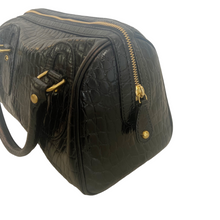 Load image into Gallery viewer, Banana Republic | Women&#39;s Black Crocodile Embossed Leather Satchel Bag
