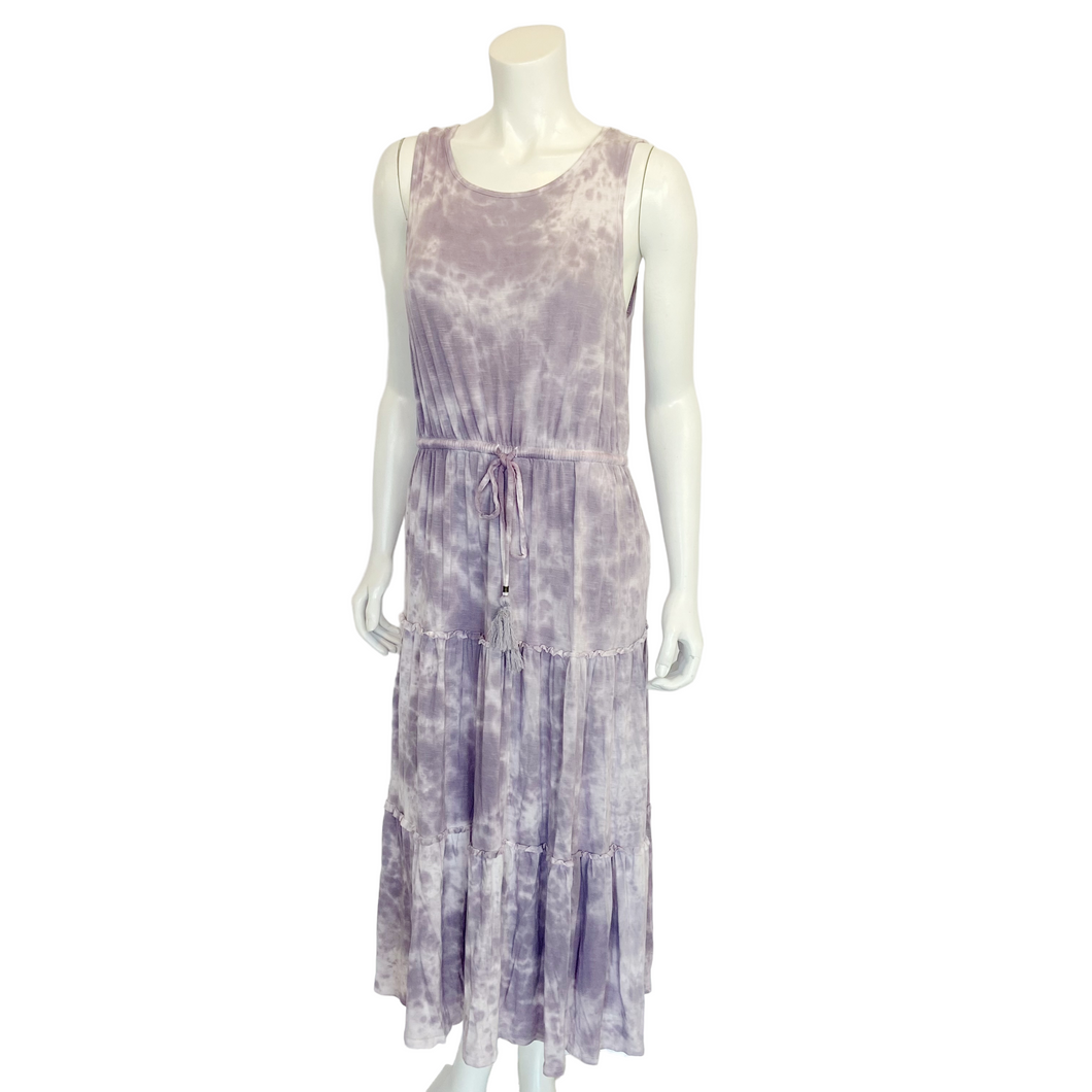 Knox Rose | Womens Purple/White Tie Dye Tiered Sleeveless Maxi Dress | Size: M