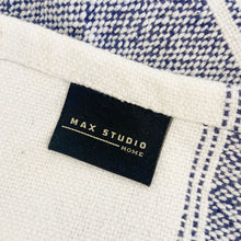 Load image into Gallery viewer, Max Studio | Navy Blue and White Cotton Boho Stripe Tassel Throw Blanket
