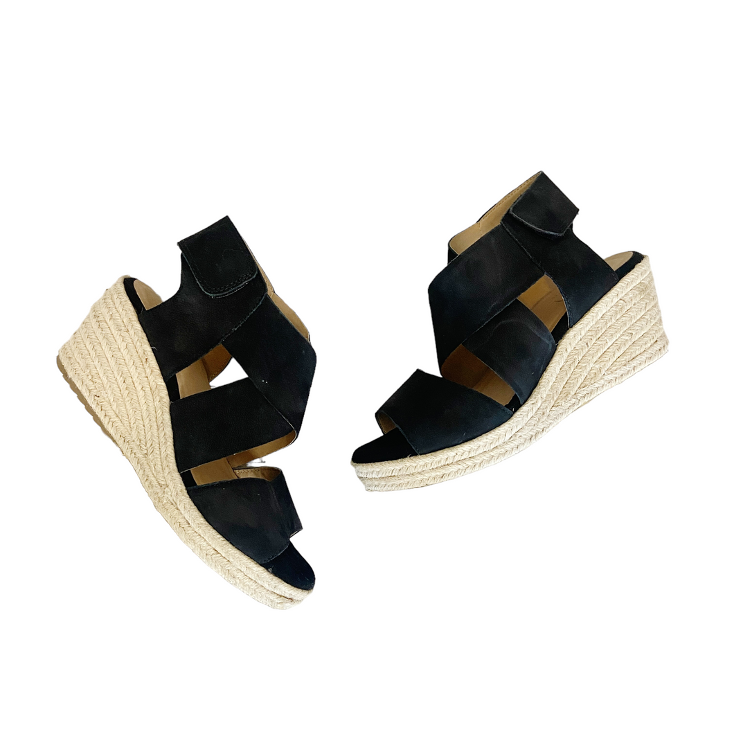 Naturalizer | Womens Black Strap Wedge Sandals | Size: 8