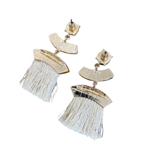 Load image into Gallery viewer, Women&#39;s Brown and Tan Cream Fringe Drop Earrings
