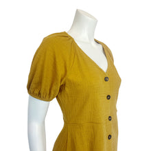 Load image into Gallery viewer, Texture &amp; Thread | Women&#39;s Harvest Yellow Short Sleeve Button Down Dress | Size: S
