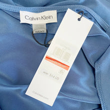 Load image into Gallery viewer, Calvin Klein | Womens Gray Blue Long Sleeved Faux Wrap Front Blouse with Tags | Size: XS
