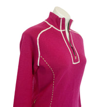 Load image into Gallery viewer, Title Nine | Womens Magenta Pink Olive Green 1/4 Zip Long Sleeved Wool Blend Sweater | Size: S
