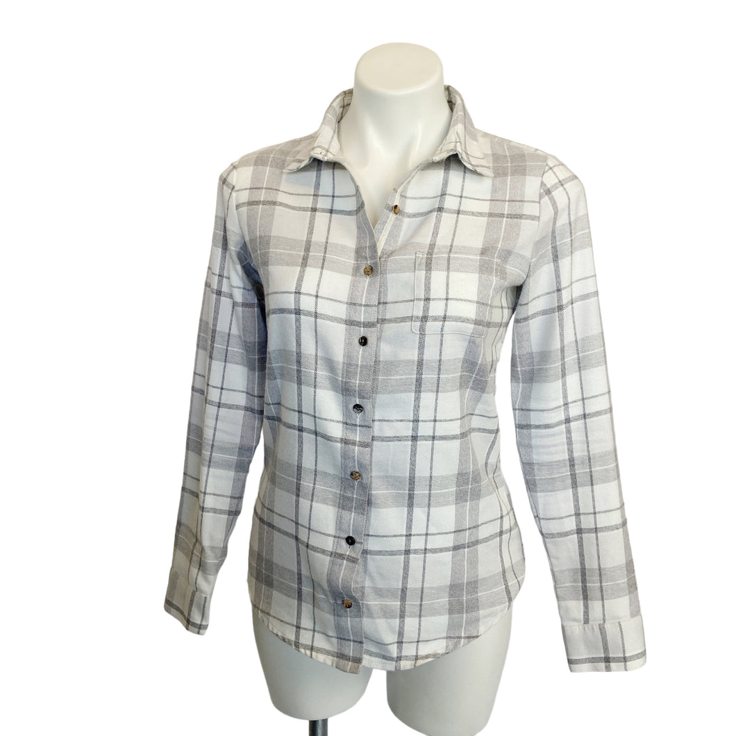 Kuhl | Women's Gray/White Plaid Long Sleeved Button Down Top | Size: XS