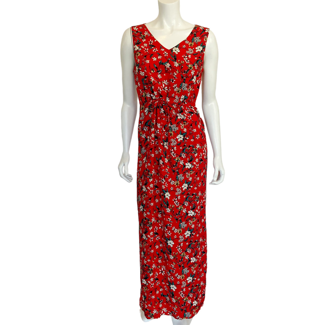 Vera Moda | Women's Red Floral Print Tie Waist Maxi Dress | Size: S