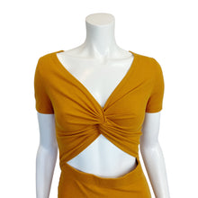 Load image into Gallery viewer, Lulu&#39;s | Women&#39;s Harvest Yellow Ribbed Short Sleeve Open Front Dress with Tags | Size: M
