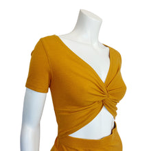 Load image into Gallery viewer, Lulu&#39;s | Women&#39;s Harvest Yellow Ribbed Short Sleeve Open Front Dress with Tags | Size: M
