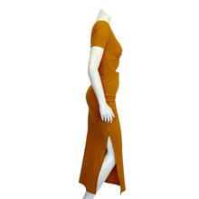 Load image into Gallery viewer, Lulu&#39;s | Women&#39;s Harvest Yellow Ribbed Short Sleeve Open Front Dress with Tags | Size: M
