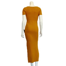 Load image into Gallery viewer, Lulu&#39;s | Women&#39;s Harvest Yellow Ribbed Short Sleeve Open Front Dress with Tags | Size: M
