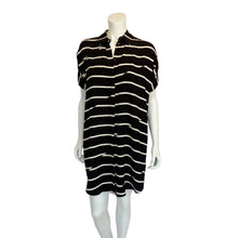 Load image into Gallery viewer, Madewell | Woman&#39;s Black and White Stripe Courier Button Up Collared Shirt Dress with Pockets | Size: S
