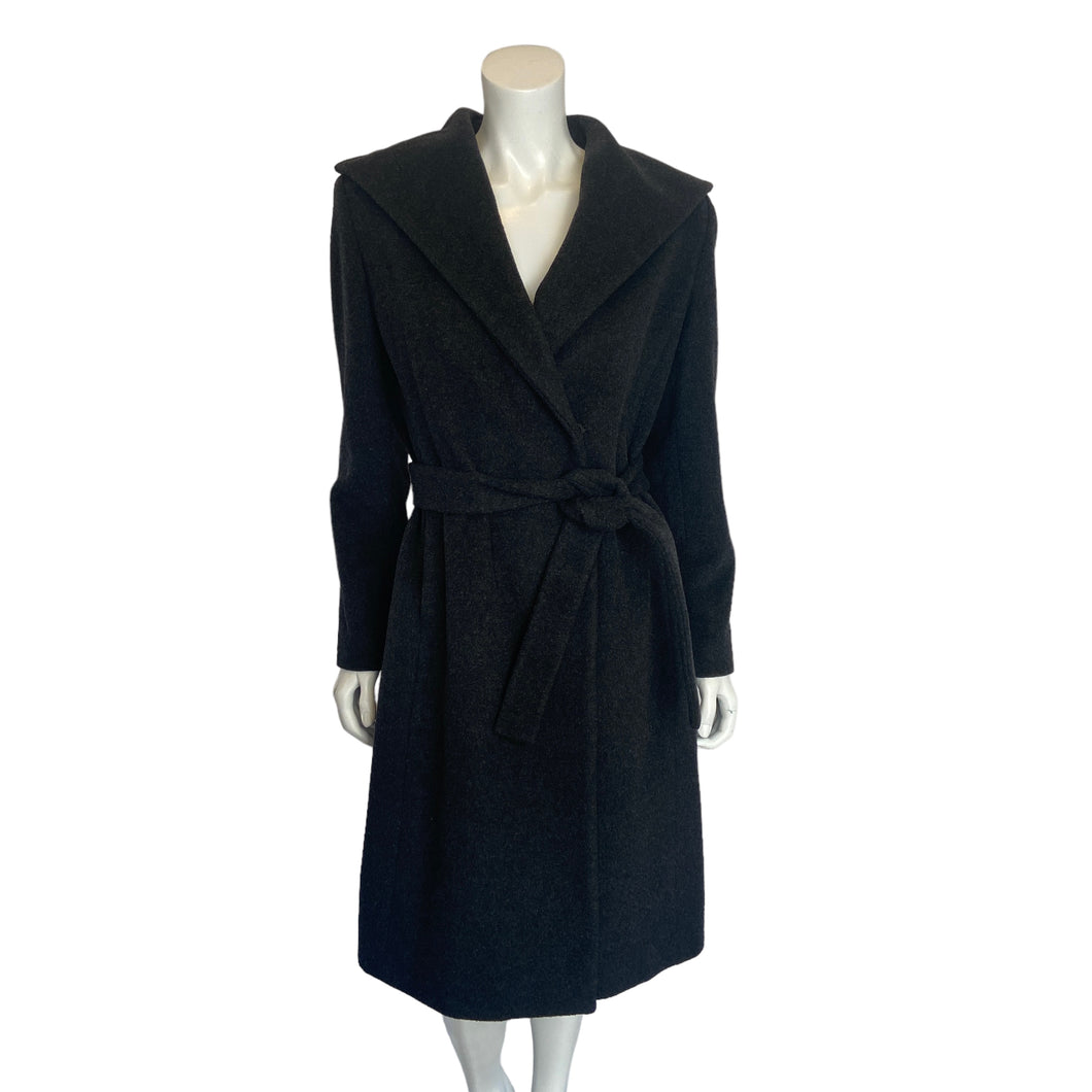 Calvin Klein | Women's Dark Gray Wool Blend Belted Trench Coat | Size: 4