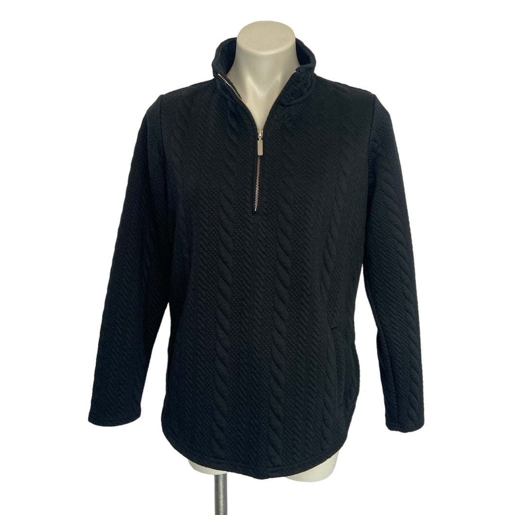 Coldwater Creek | Women's Black Quarter Zip Long Sleeve Pullover | Size: M