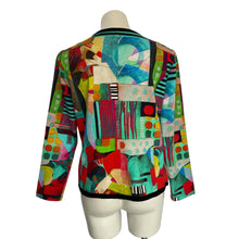 Load image into Gallery viewer, Simply Art by Dolcezza | Women&#39;s Colorful Abstract Art Zip Front Jacket | Size: L
